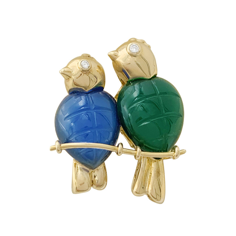 Cartier brooch "Les Inséparables", gold, diamonds, coloured stones.