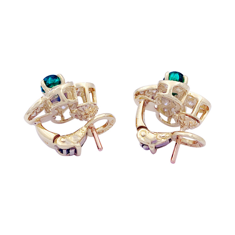 Van cleef & Arpels diamonds, emeralds and diamonds earrings, "Fleurette" collection.