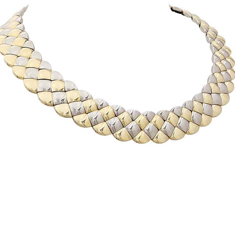 Collier Aldebert or jaune et blanc.