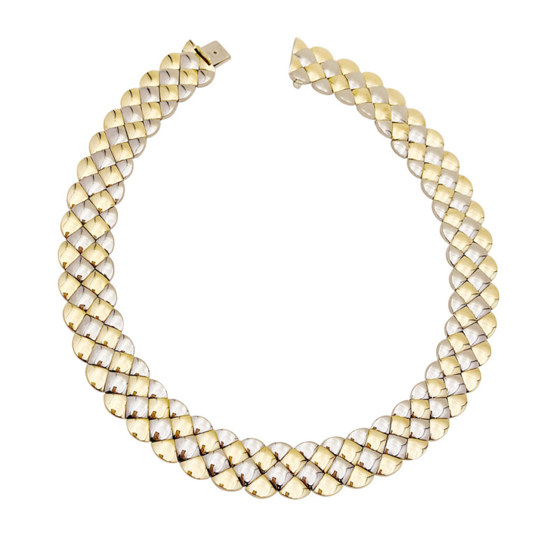 Collier Aldebert or jaune et blanc.