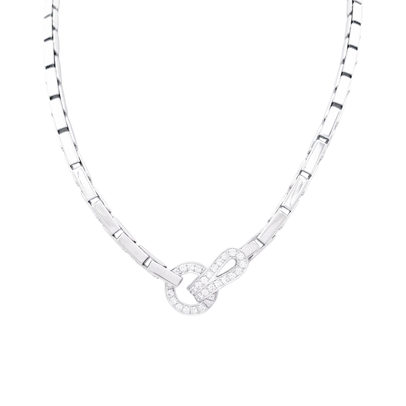 White gold Cartier necklace, "Agrafe" collection, diamonds.