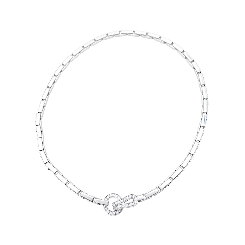 White gold Cartier necklace, "Agrafe" collection, diamonds.