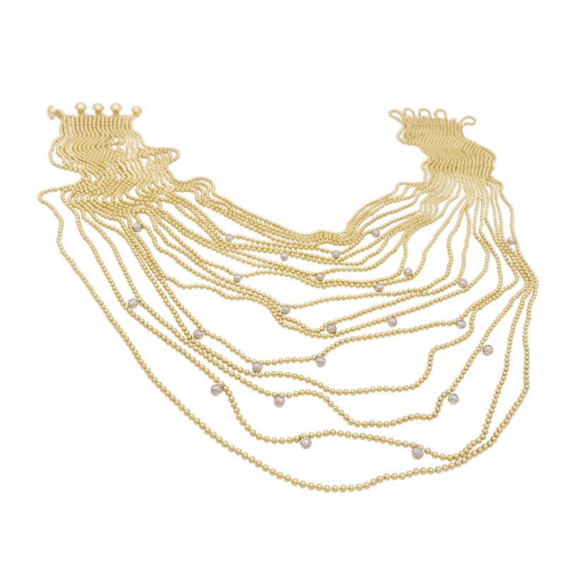 Collier Cartier, "Draperie de Décolleté", or jaune, or blanc et diamants.