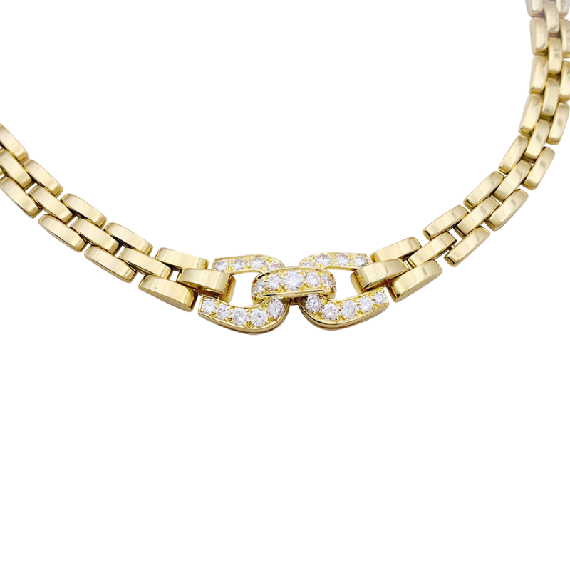 Collier Cartier, "Etrier", or jaune, diamants.