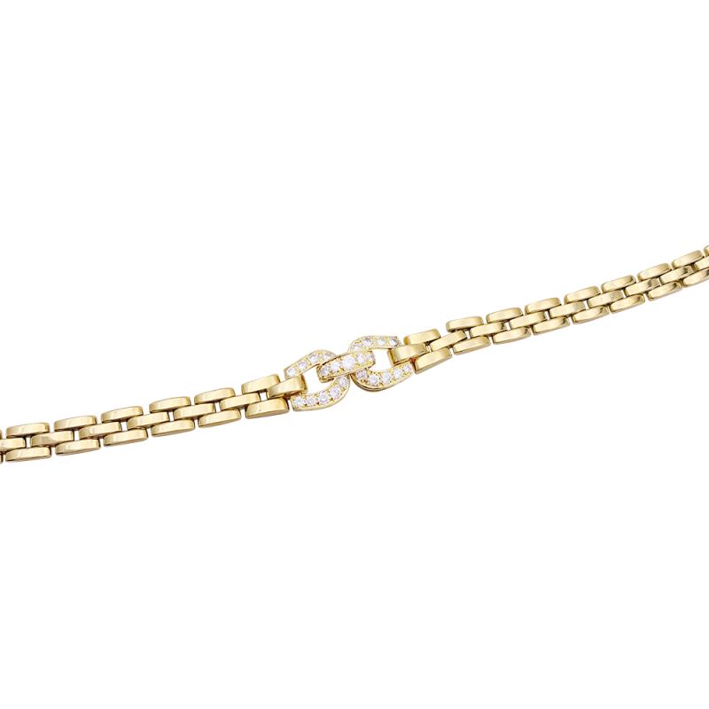 Collier Cartier, "Etrier", or jaune, diamants.