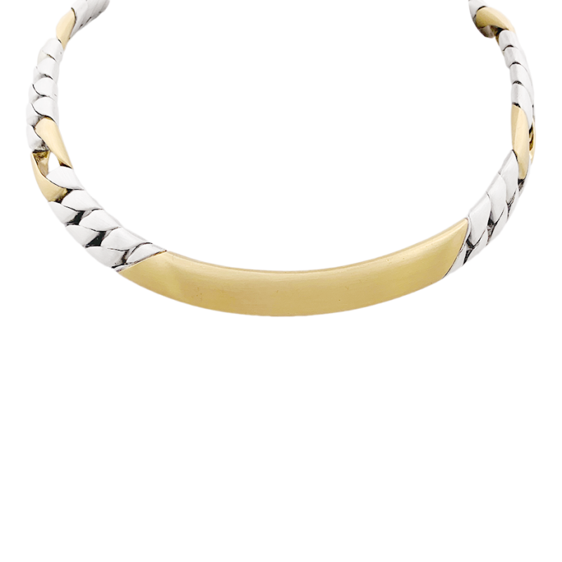 Collier Chaumet, "Gourmette", or jaune, argent.