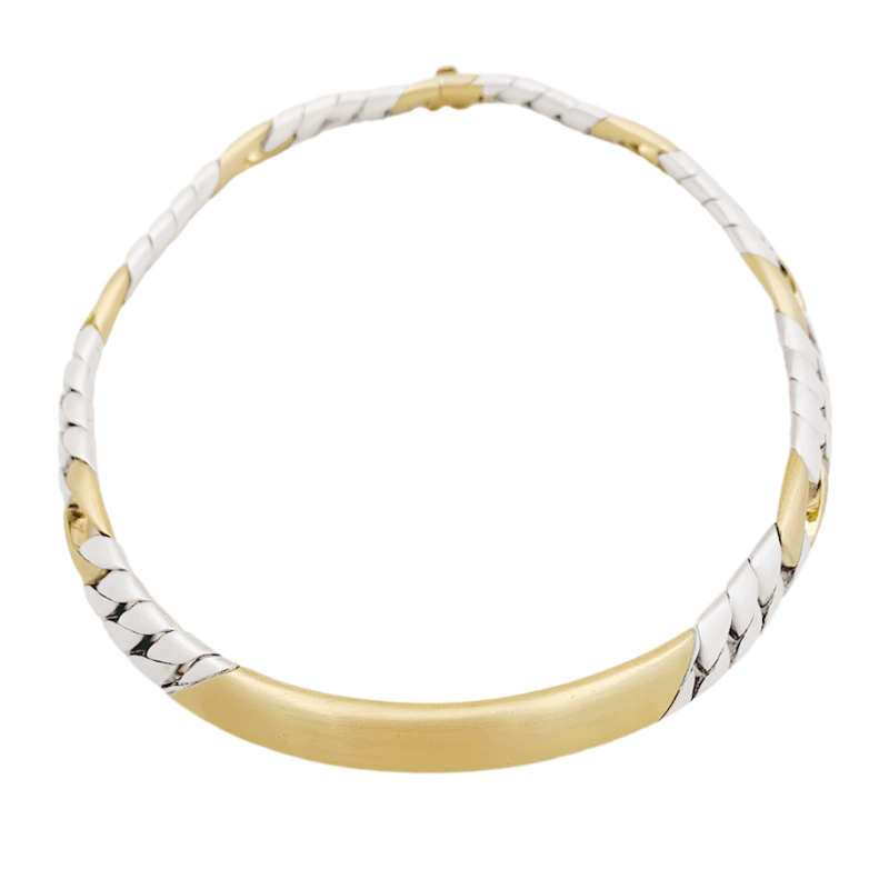 Collier Chaumet, "Gourmette", or jaune, argent.