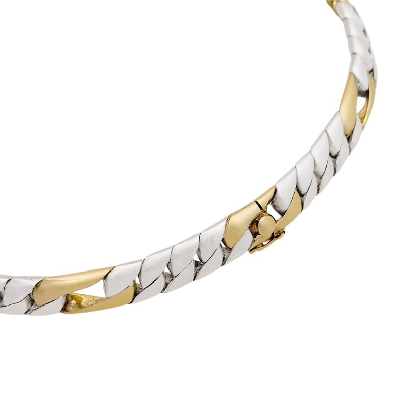 Collier Chaumet, "Gourmette", or jaune, argent.