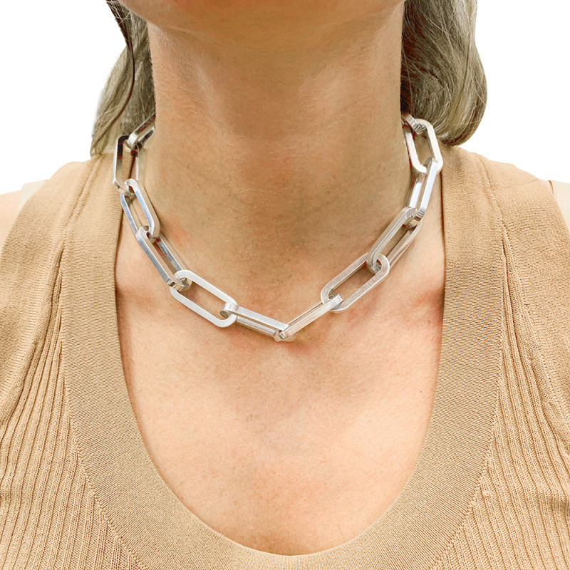 Collier Dinh Van, "Maillon XL", argent.