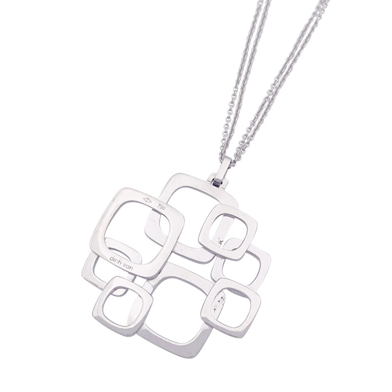 Collier Dinh Van, "Surimpression", or blanc, diamants.