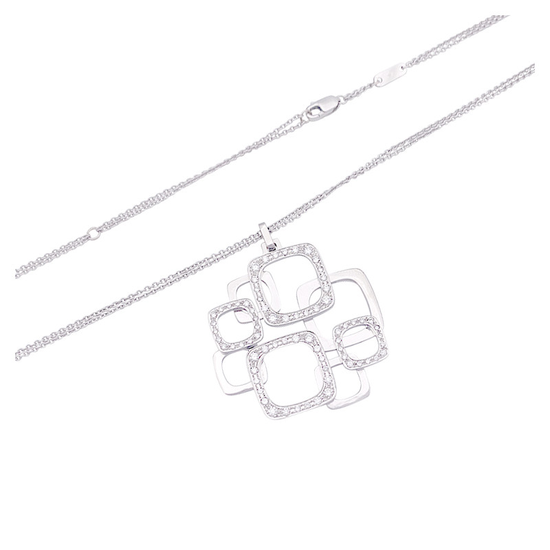 Collier Dinh Van, "Surimpression", or blanc, diamants.