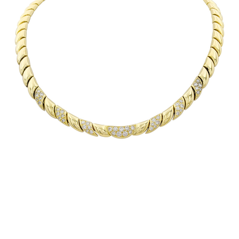 Collier Patek Philippe or jaune, diamants.