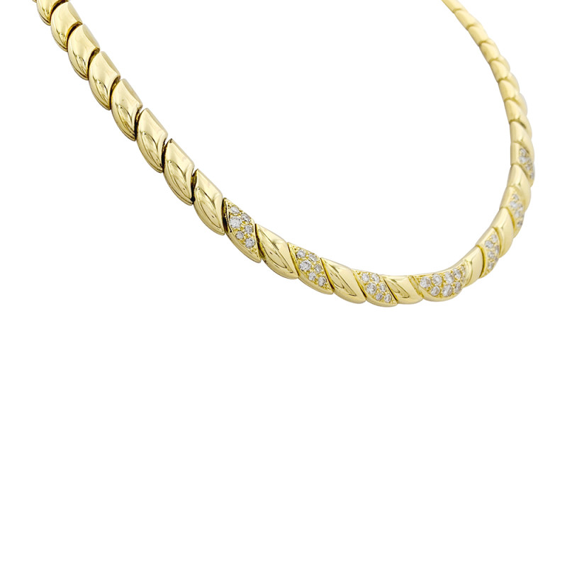 Collier Patek Philippe or jaune, diamants.