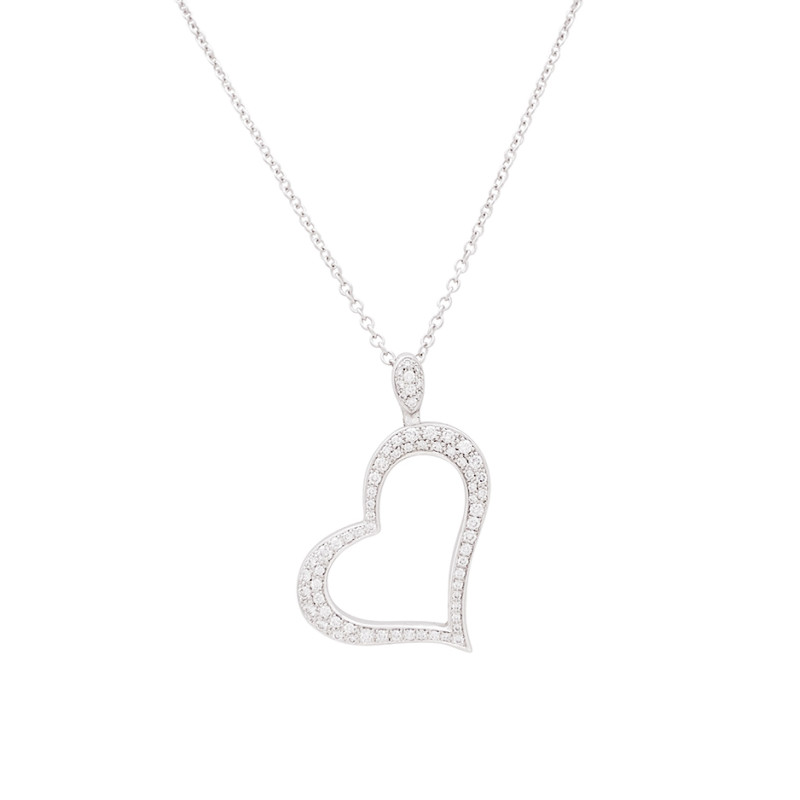 Collier Piaget "Coeur" or blanc, diamants.