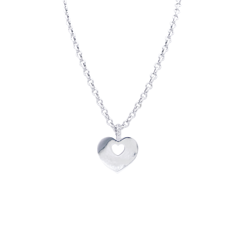 Collier Poiray "Coeur Secret" or blanc, diamants.