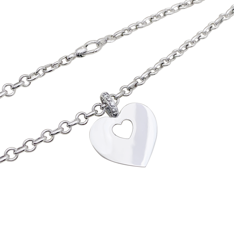 Collier Poiray "Coeur Secret" or blanc, diamants.