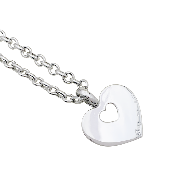 Collier Poiray "Coeur Secret" or blanc, diamants.