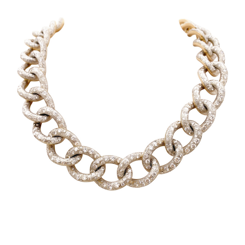 Collier Pomellato, "Catene", or rose et blanc, diamants.