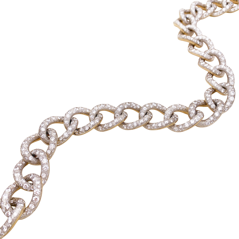 Collier Pomellato, "Catene", or rose et blanc, diamants.