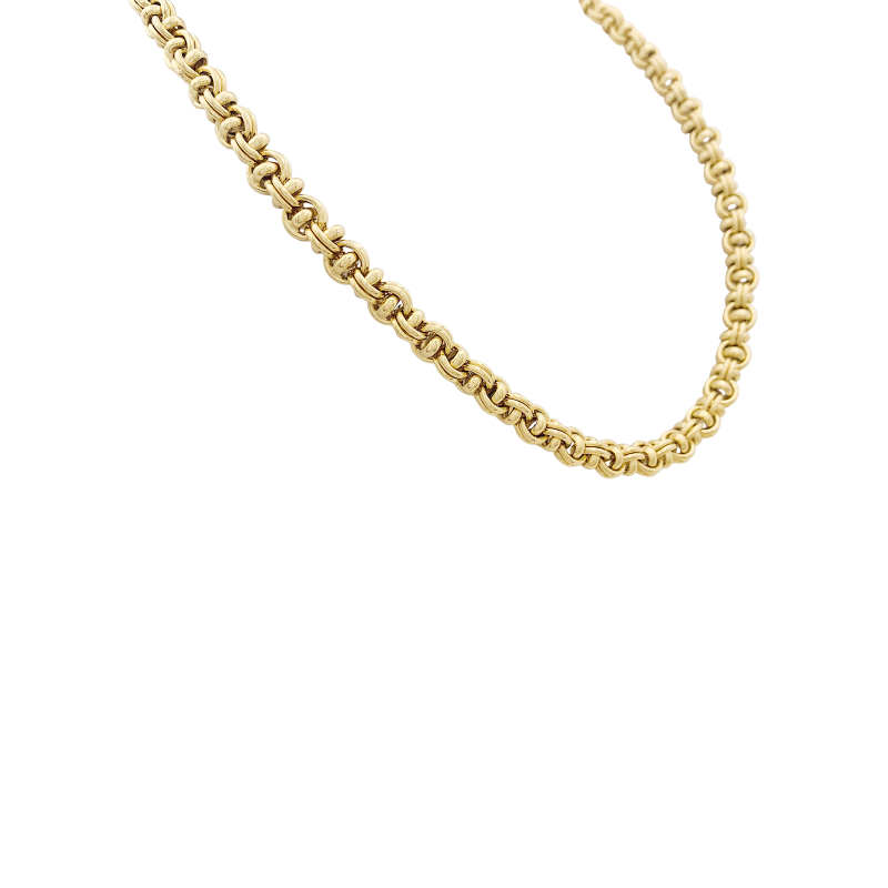 Yellow gold fancy links necklace.