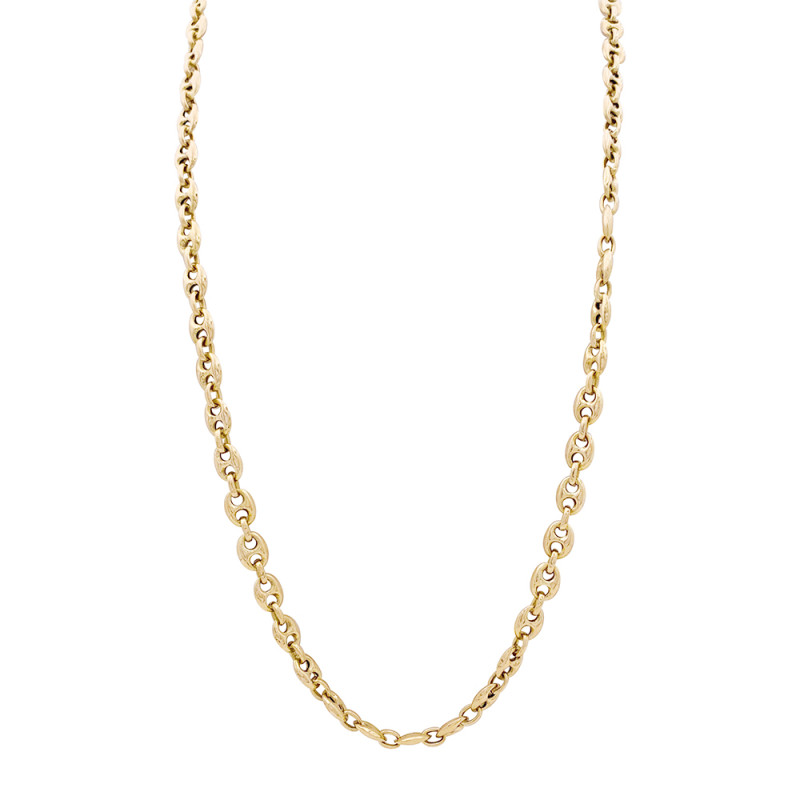 Coffee bean yellow gold chain.