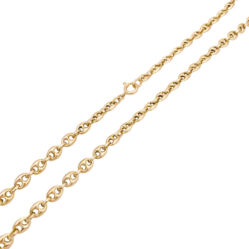 Coffee bean yellow gold chain.