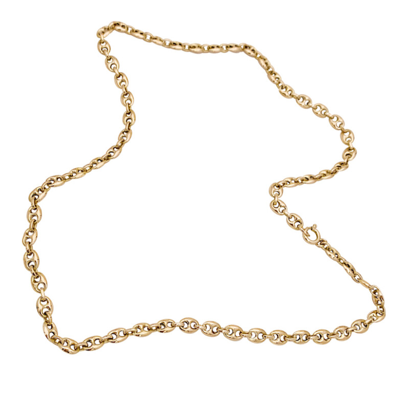 Coffee bean yellow gold chain.