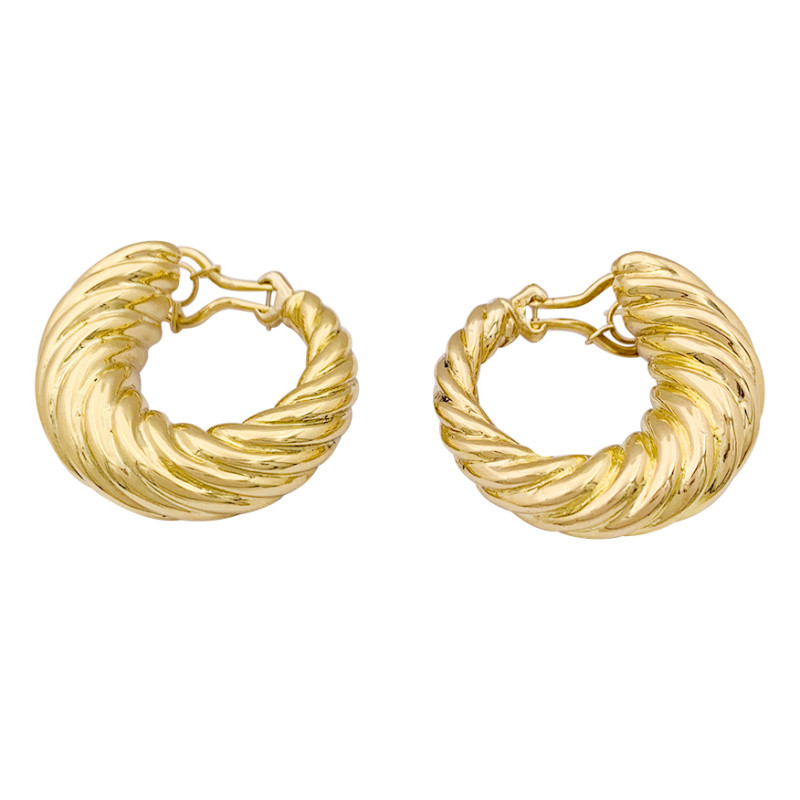 Yellow gold twisted hoops.