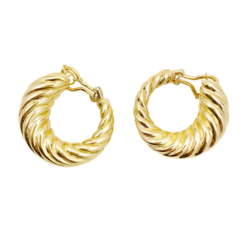 Yellow gold twisted hoops.