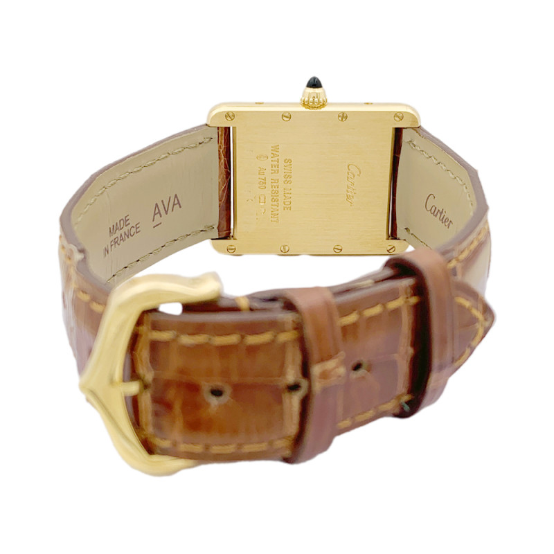 Cartier "Tank Louis Cartier" watch yellow gold, leather.