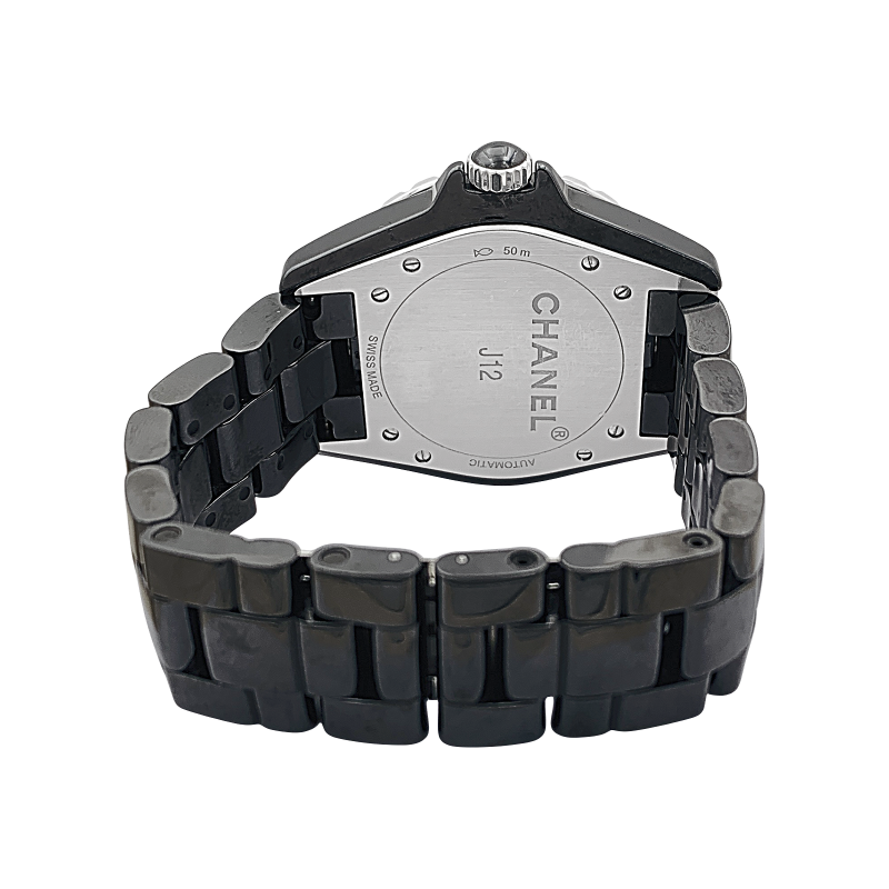 Chanel black ceramic and diamonds  watch, "J12" collection.