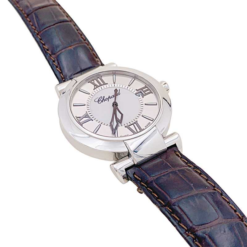 Montre Chopard "Impériale" acier, nacre, cuir.