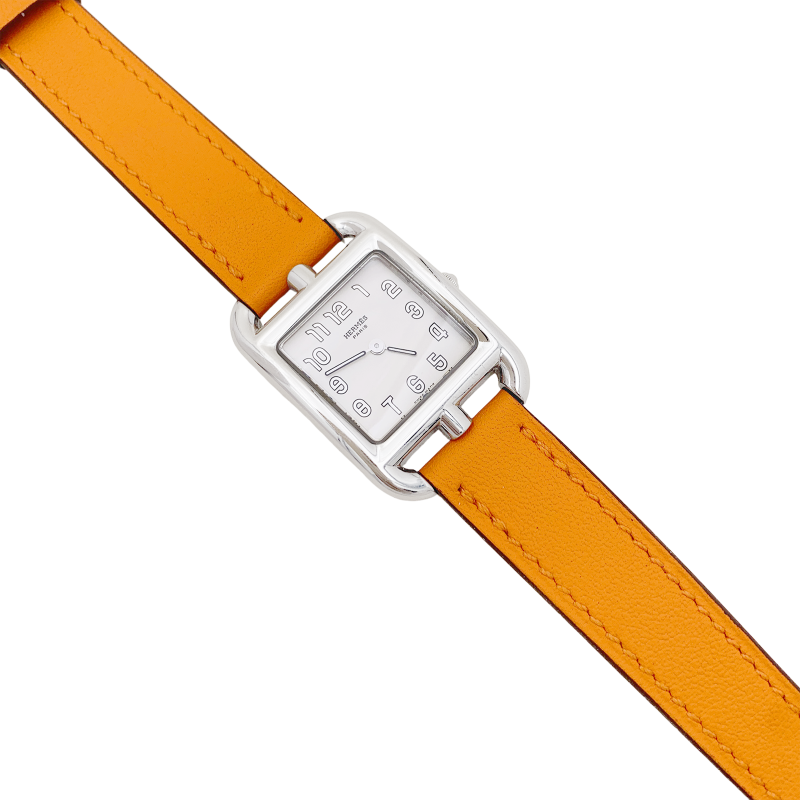 Montre Hermès, "Cape Cod", acier sur cuir.