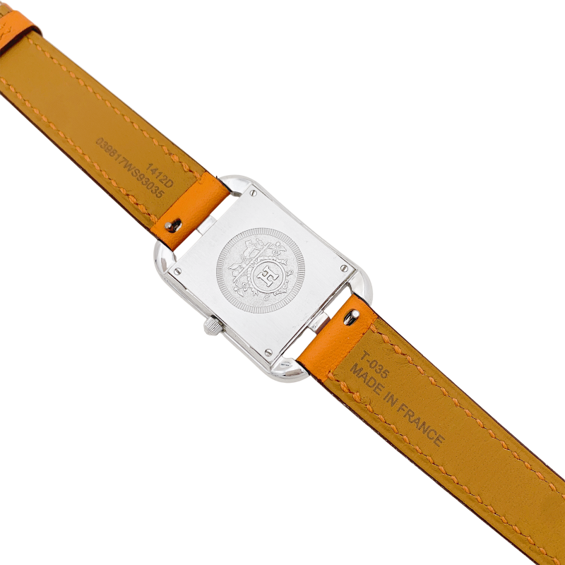 Montre Hermès, "Cape Cod", acier sur cuir.