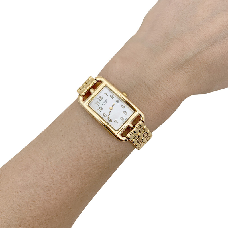 Hermès yellow gold watch, "Cape cod Nantucket" collection.