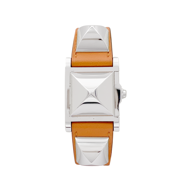 Montre Hermès "Médor" acier, cuir.