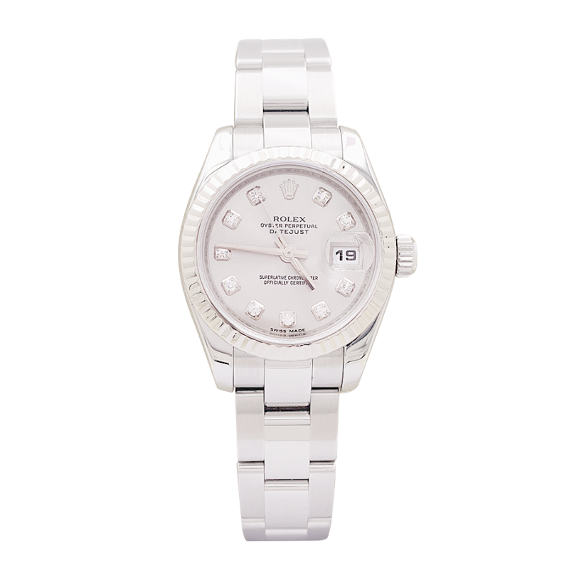 Montre Rolex "Oyster Perpetual- Lady Datejust" acier, diamants.