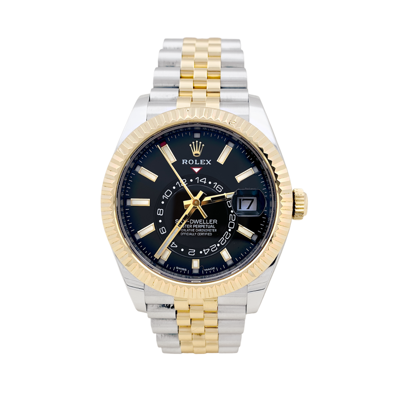 Montre Rolex "Sky Dweller" acier, or jaune.