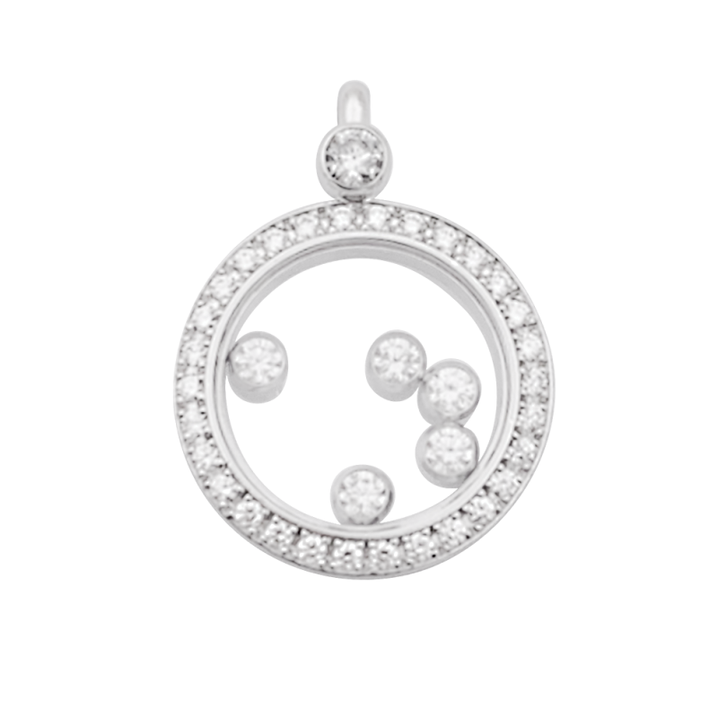 Pendentif Chopard "Happy Diamonds" or blanc, diamants.