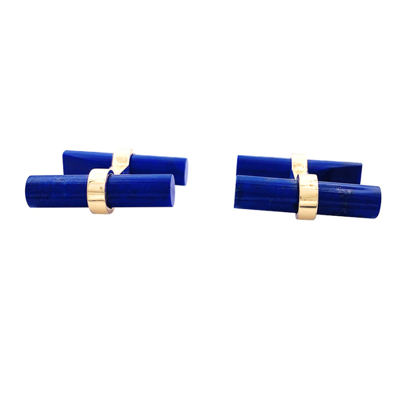 Cartier gold, lapis lazuli and mother of pearl cufflinks.