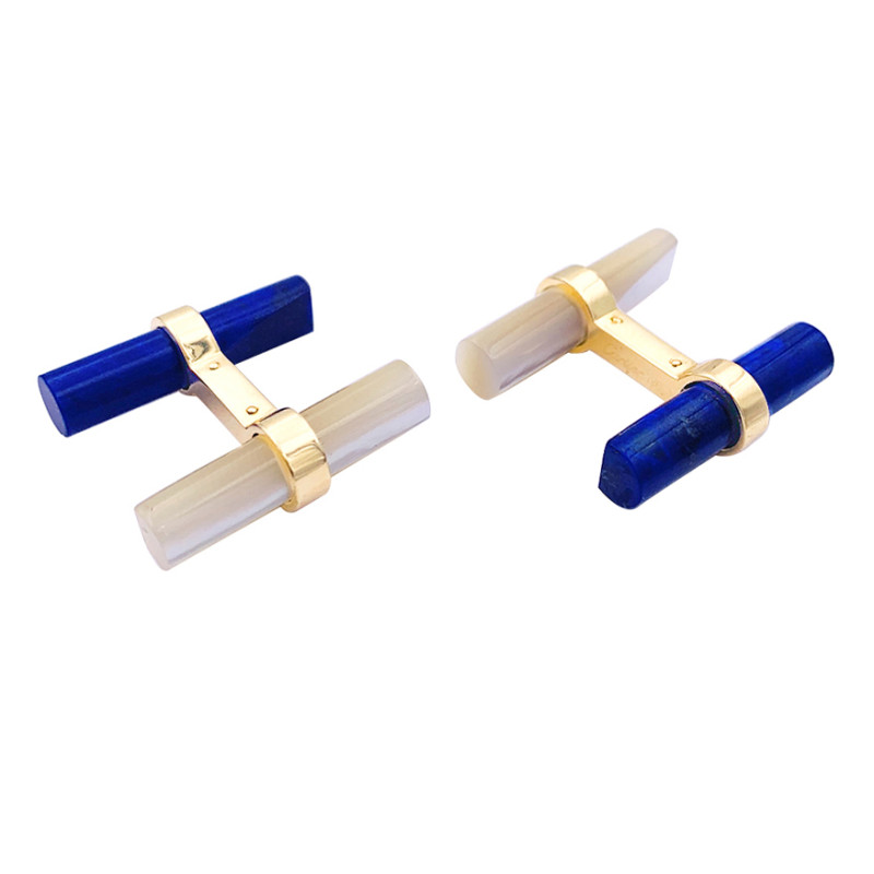 Cartier gold, lapis lazuli and mother of pearl cufflinks.