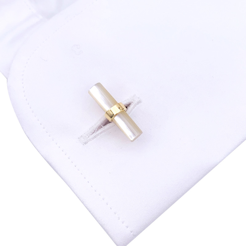 Cartier gold, lapis lazuli and mother of pearl cufflinks.