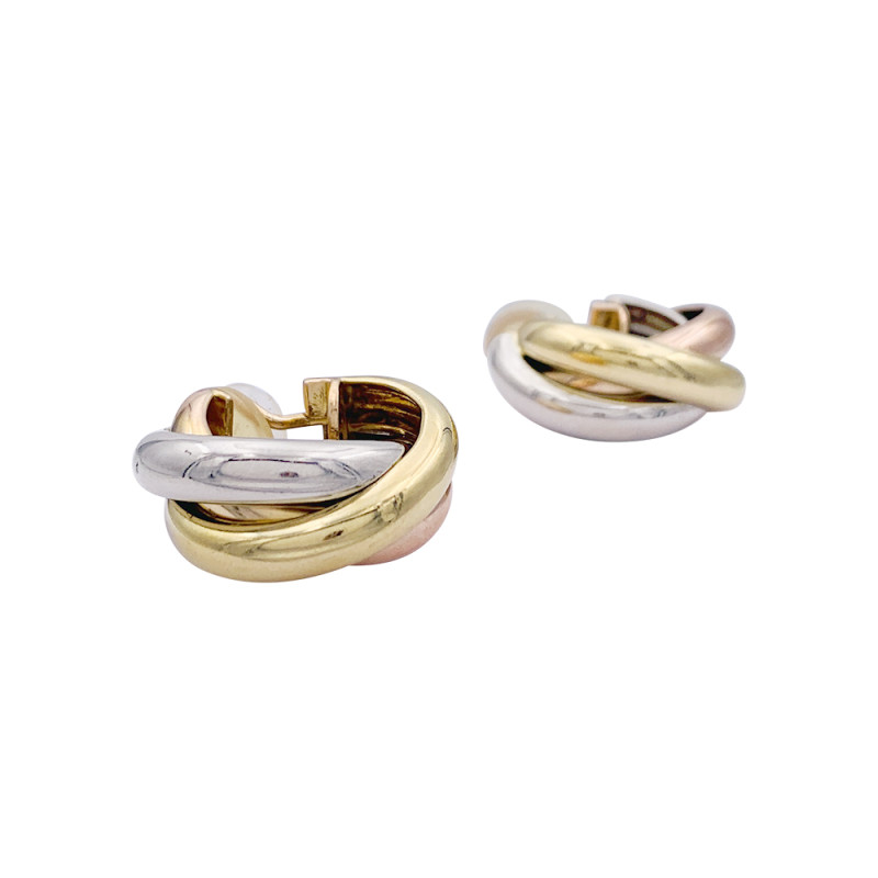 Cartier three golds earrings, "Trinity" collection.