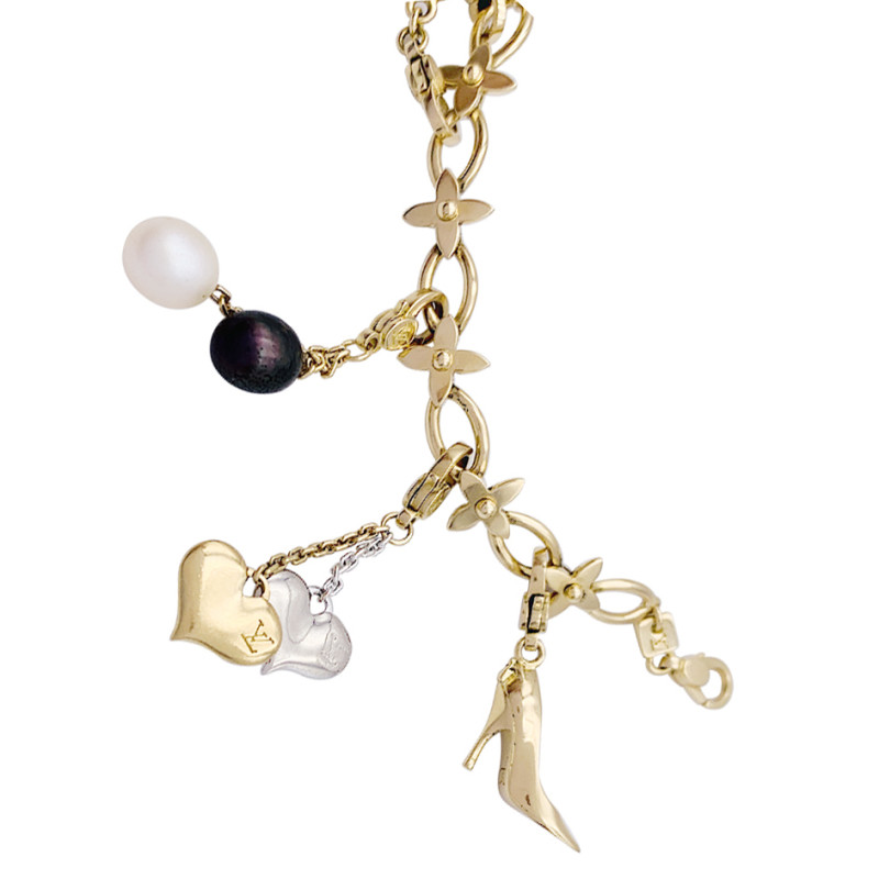 Louis Vuitton bracelet, Idylle collection, charms, yellow gold, white