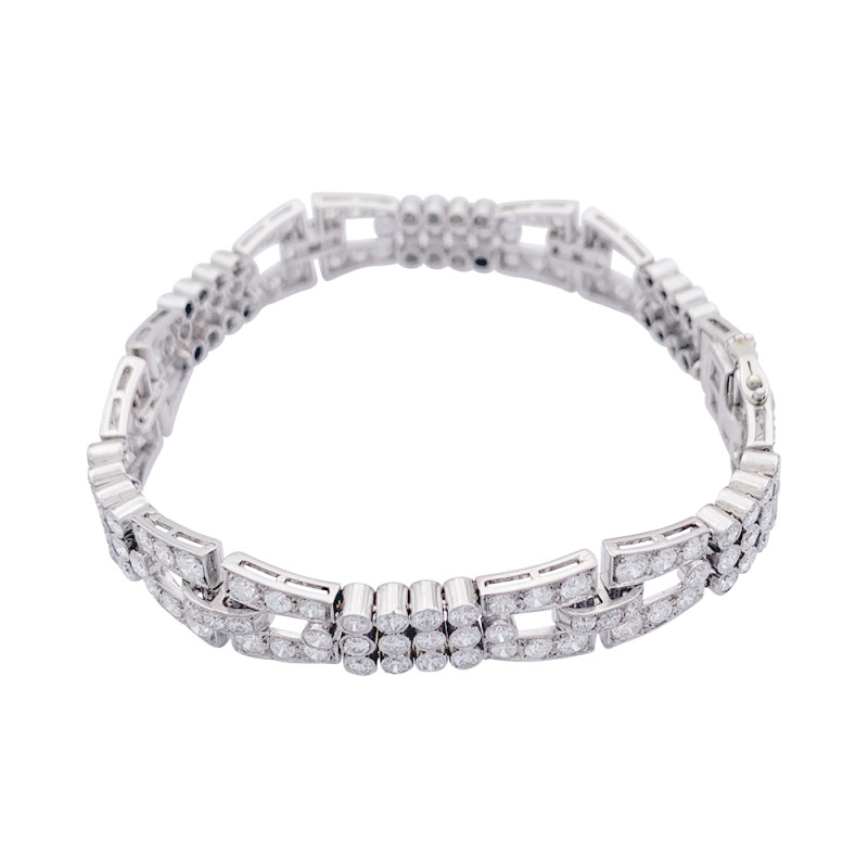 Bracelet, or blanc, diamants.