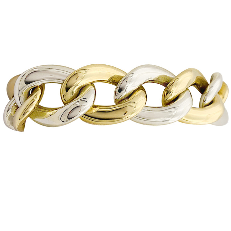 Bracelet Chaumet, gros maillons en deux tons d'or.