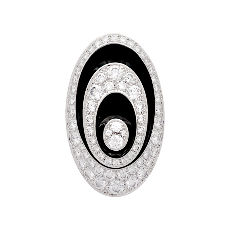 Cartier white gold, diamonds and ceramic ring, "Hypnose" collection.