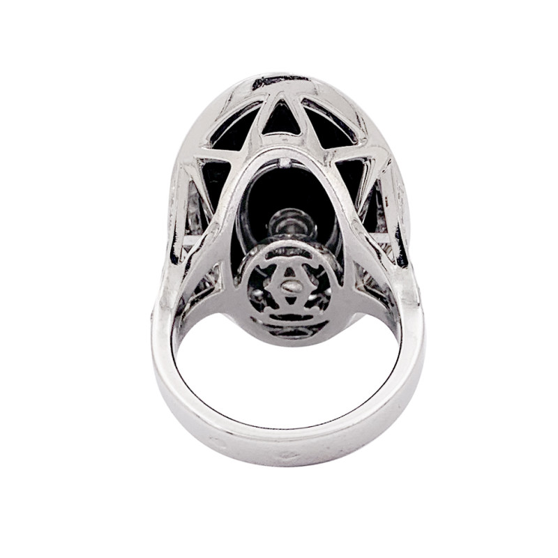 Cartier white gold, diamonds and ceramic ring, "Hypnose" collection.