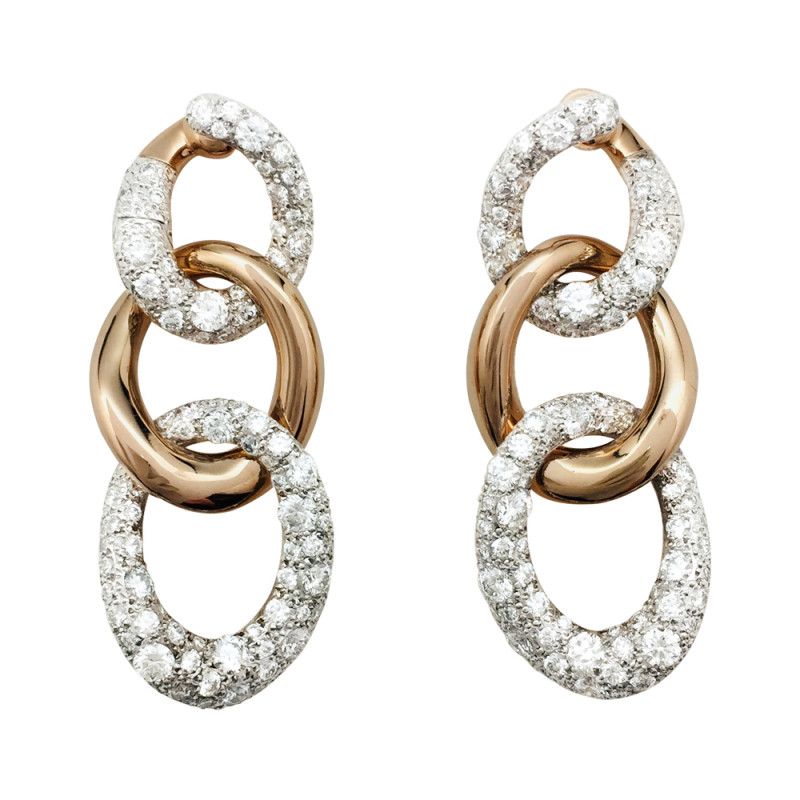 Pomellato diamonds, gold, silver earrings, "Tango" collection.