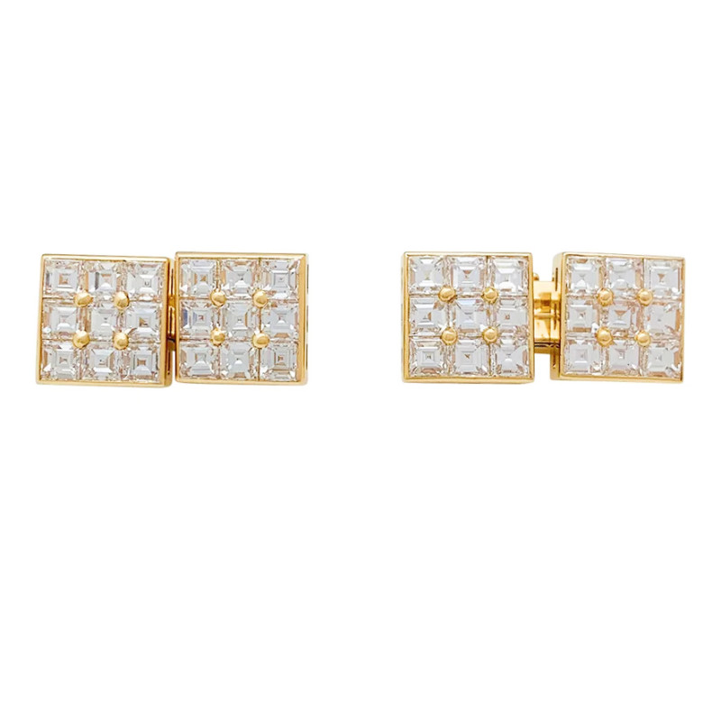 Boucheron cufflinks set with square-cut diamonds.